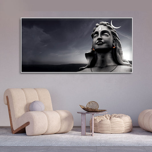 Adiyogi Shiva with Moon on the Head Wall Painting - Decor Smart
