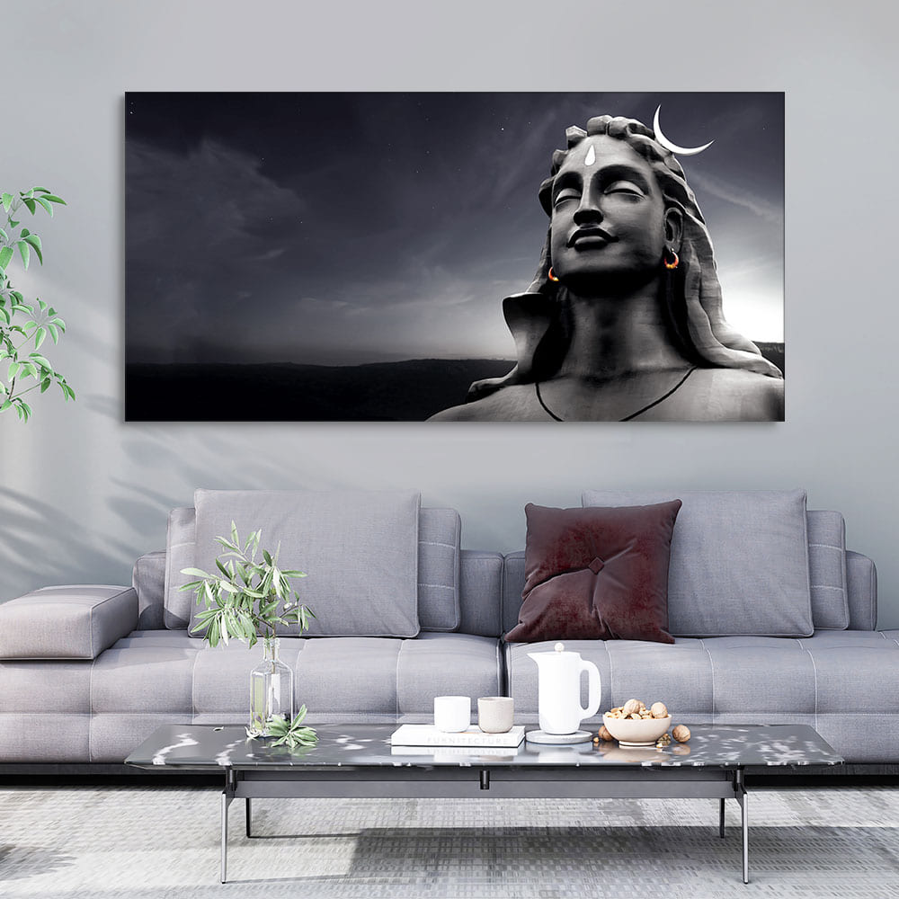 Adiyogi Shiva with Moon on the Head Wall Painting - Decor Smart