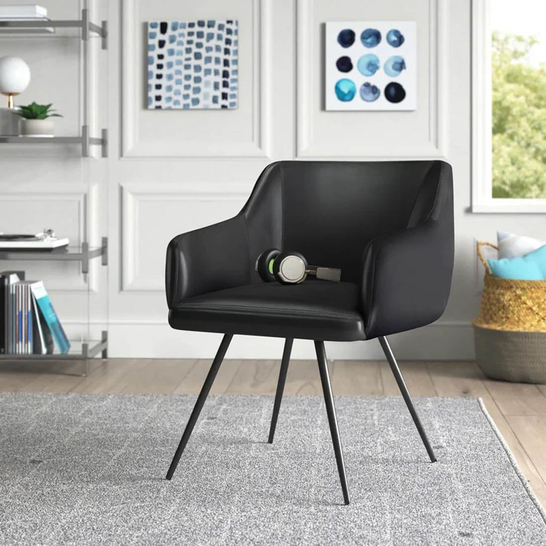 Aesthetic Black Velvet Accent Armchair - Decor Smart