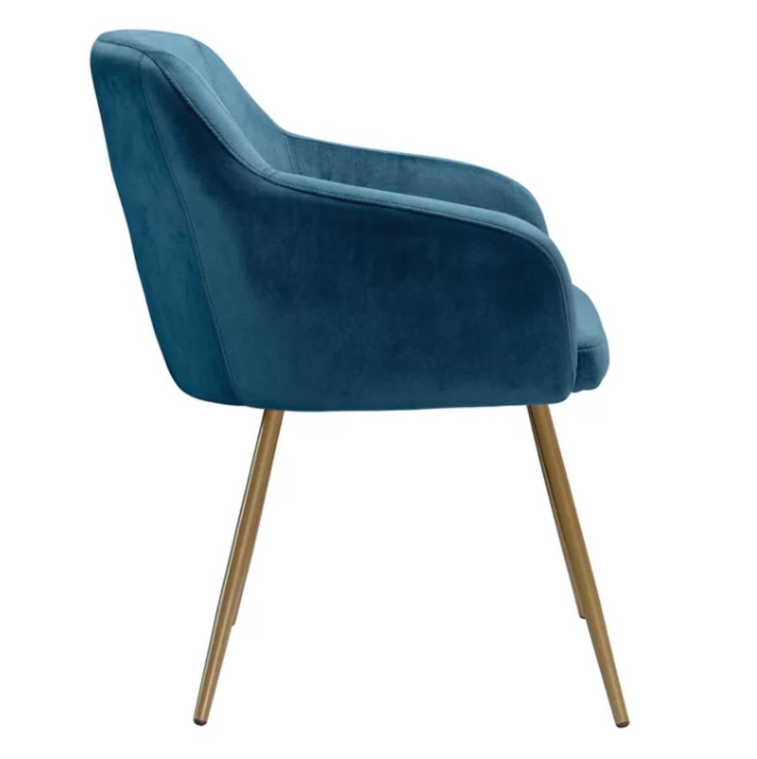 Aesthetic Blue Velvet Accent Chair with Golden Legs - Decor Smart