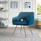 Aesthetic Blue Velvet Accent Chair with Golden Legs - Decor Smart