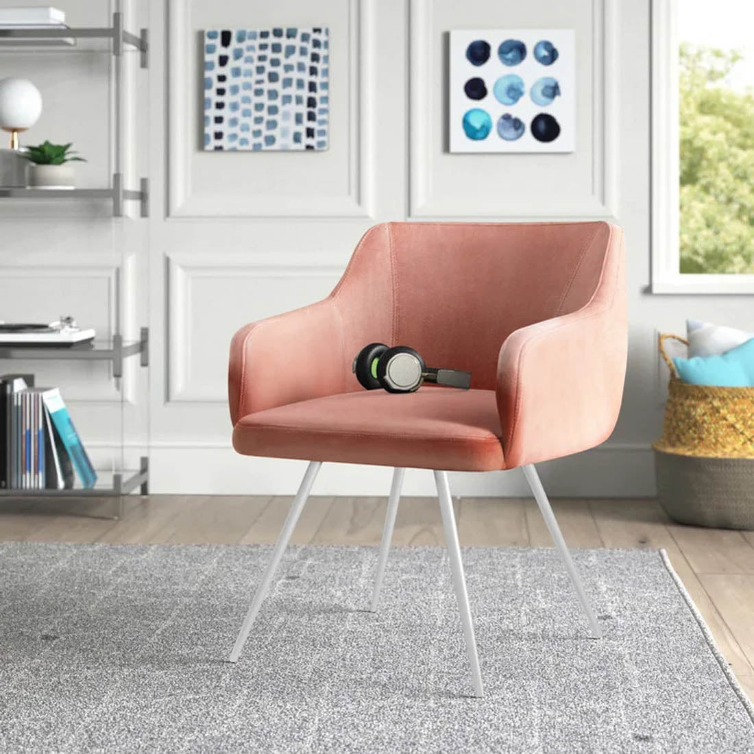 Aesthetic Peach Comfy Velvet Accent Chair - Decor Smart
