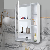 Aesthetic Wooden Bathroom Cabinet Mirror with 6 Spacious Shelves with White Finish - Decor Smart