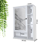 Aesthetic Wooden Bathroom Cabinet Mirror with 6 Spacious Shelves with White Finish - Decor Smart