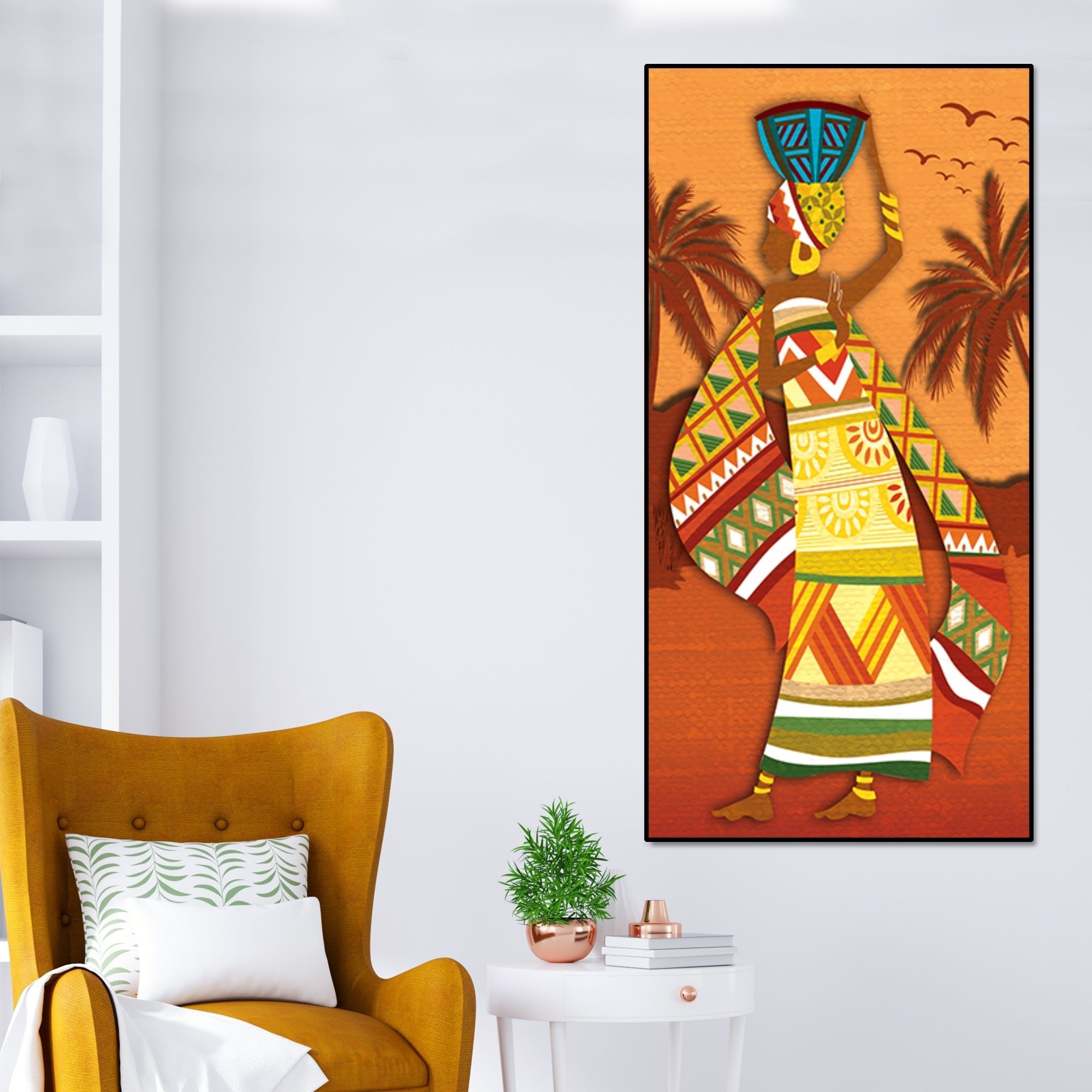 African Woman Dancing Premium Wall Painting for Living Room - Decor Smart
