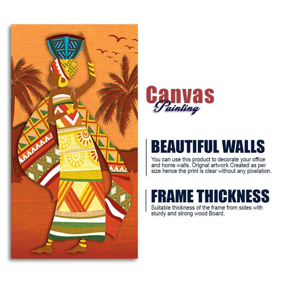 African Woman Dancing Premium Wall Painting for Living Room - Decor Smart
