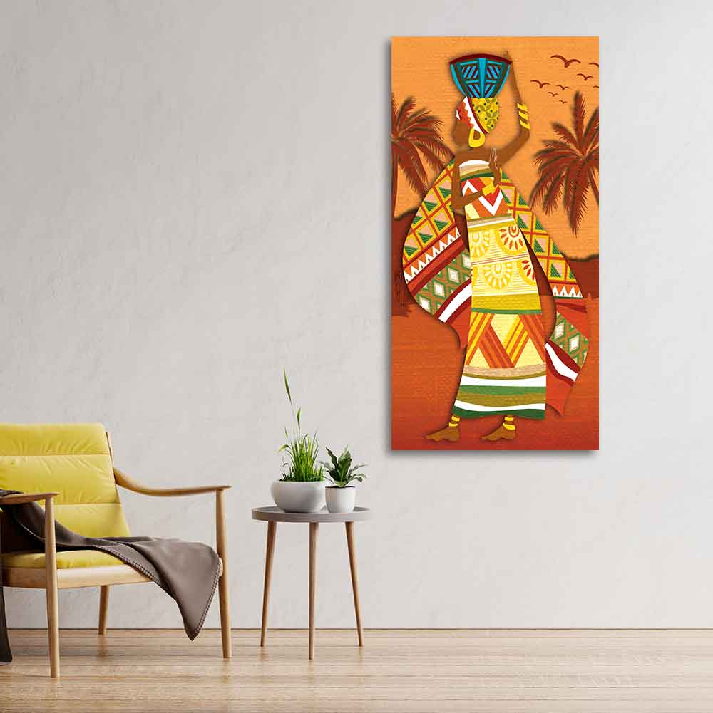 African Woman Dancing Premium Wall Painting for Living Room - Decor Smart