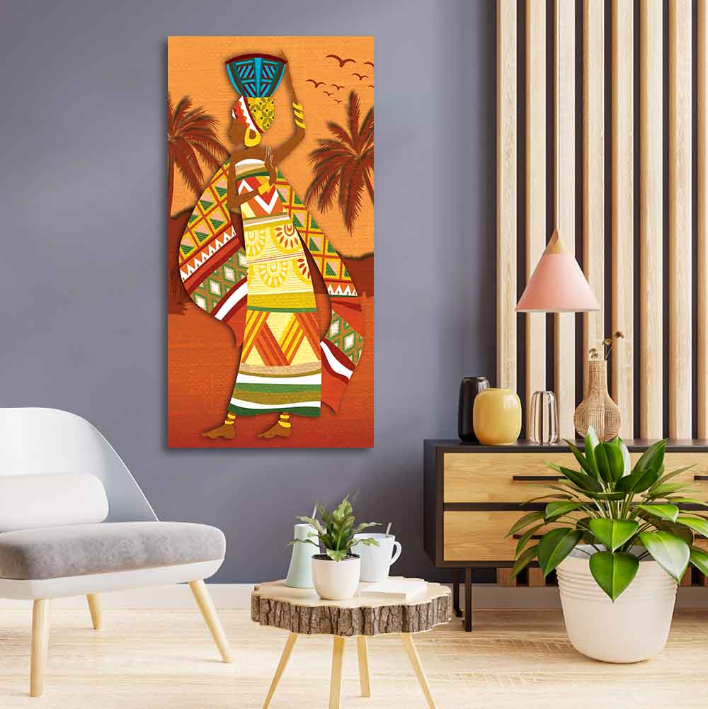 African Woman Dancing Premium Wall Painting for Living Room - Decor Smart