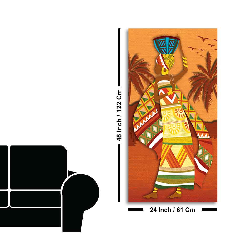 African Woman Dancing Premium Wall Painting for Living Room - Decor Smart