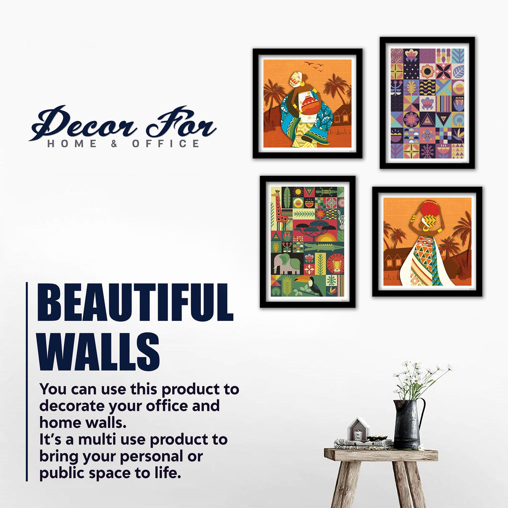 African Women Dancing 4 Pieces Premium Wall Frame Painting