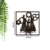 African Women Folk Dance Backlit Wooden Wall Decor with LED Night Light Walnut Finish - Decor Smart