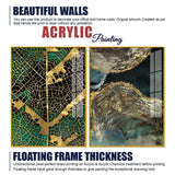 Amazing Golden Pattern Acrylic Floating Wall Painting Set of 2 - Decor Smart