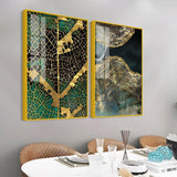 Amazing Golden Pattern Acrylic Floating Wall Painting Set of 2 - Decor Smart