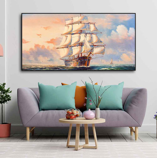Amazing Sailing Ship Wall Painting - Decor Smart