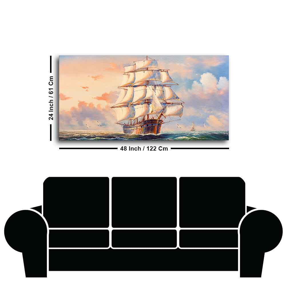 Amazing Sailing Ship Wall Painting - Decor Smart