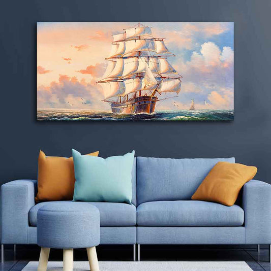 Amazing Sailing Ship Wall Painting - Decor Smart