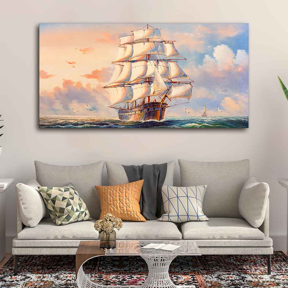 Amazing Sailing Ship Wall Painting - Decor Smart