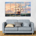 Amazing Sailing Ship Wall Painting of Five Pieces