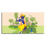 Animated Little Krishna With Flute Canvas Wall Painting - Decor Smart