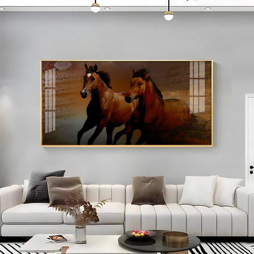 Arabic Horses Premium Acrylic Floating Wall Painting - Decor Smart