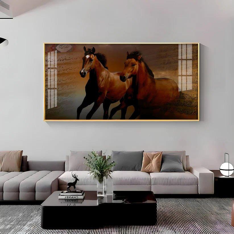 Arabic Horses Premium Acrylic Floating Wall Painting - Decor Smart