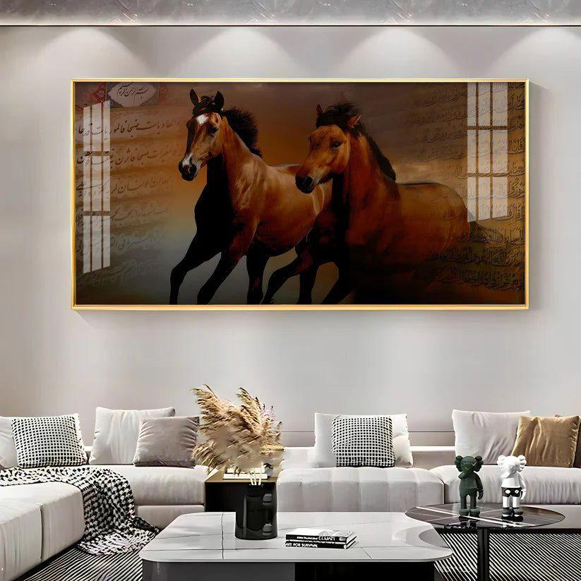 Arabic Horses Premium Acrylic Floating Wall Painting - Decor Smart