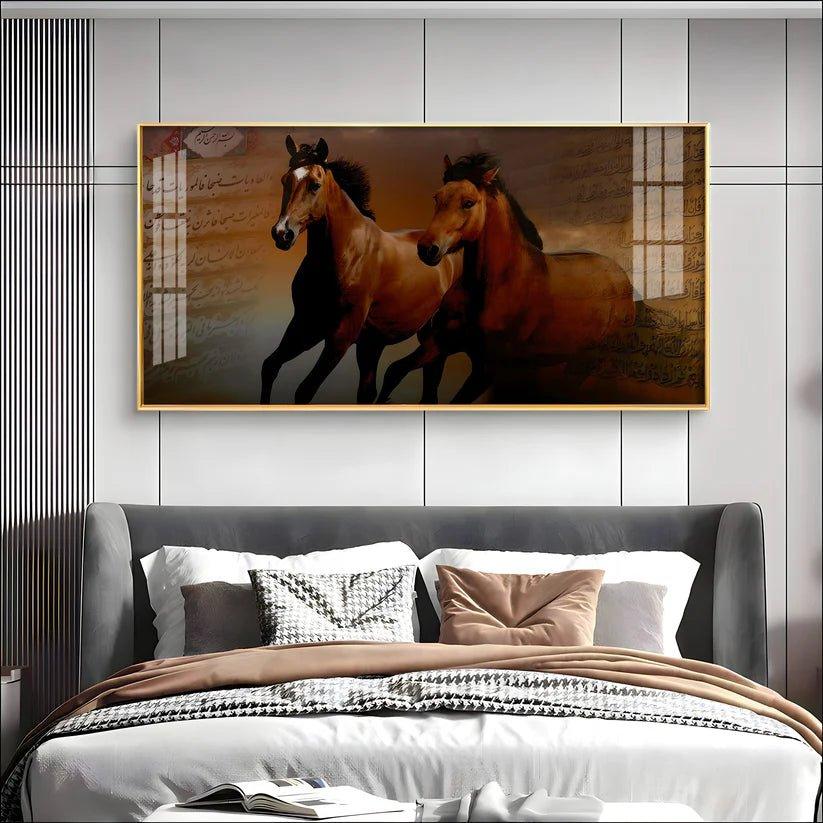 Arabic Horses Premium Acrylic Floating Wall Painting - Decor Smart