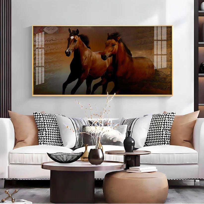 Arabic Horses Premium Acrylic Floating Wall Painting - Decor Smart