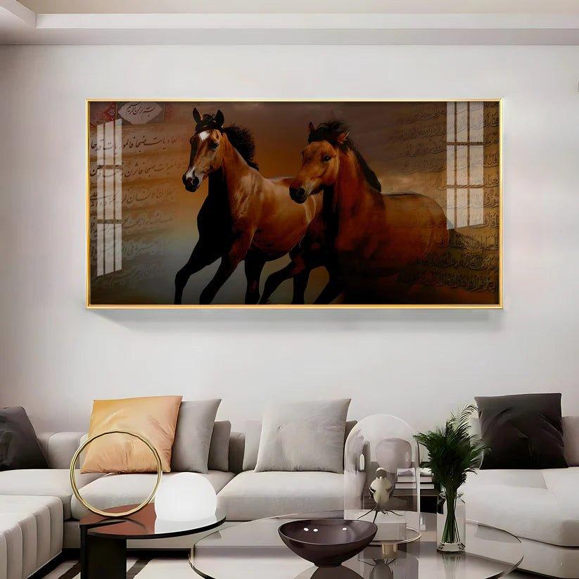 Arabic Horses Premium Acrylic Floating Wall Painting - Decor Smart