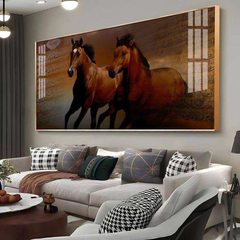 Arabic Horses Premium Acrylic Floating Wall Painting - Decor Smart