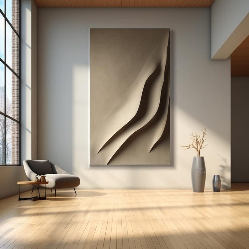 Architectural 3D Wall Art with Flowing Vertical Lines