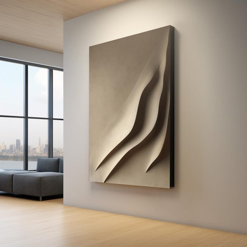 Architectural 3D Wall Art with Flowing Vertical Lines