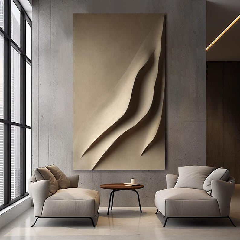 Architectural 3D Wall Art with Flowing Vertical Lines