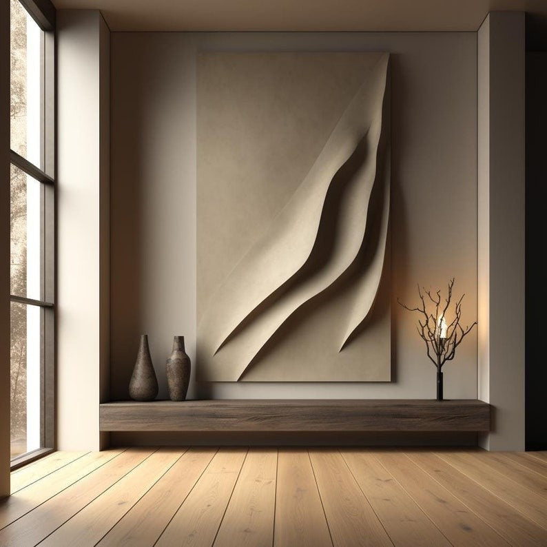 Architectural 3D Wall Art with Flowing Vertical Lines