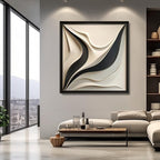 Artistic 3D Panel with Organic Wave Shapes in Monochrome Finish