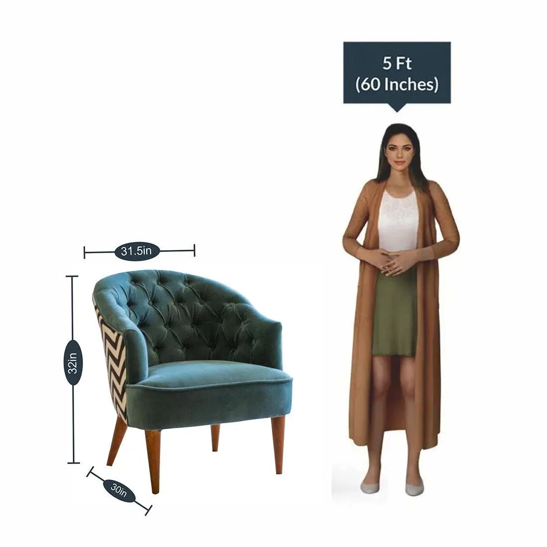 Artistic Cushiony Sea Green Wide Backrest Velvet Sofa Lounge Chair - Decor Smart