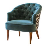 Artistic Cushiony Sea Green Wide Backrest Velvet Sofa Lounge Chair - Decor Smart