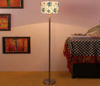 Artistic Light Blue Color Drum Shaped Designer Steel Floor Lamp