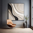 Artistic Wall Art in Black and Cream with Smooth Flowing Layers