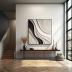 Artistic Wall Art in Black and Cream with Smooth Flowing Layers