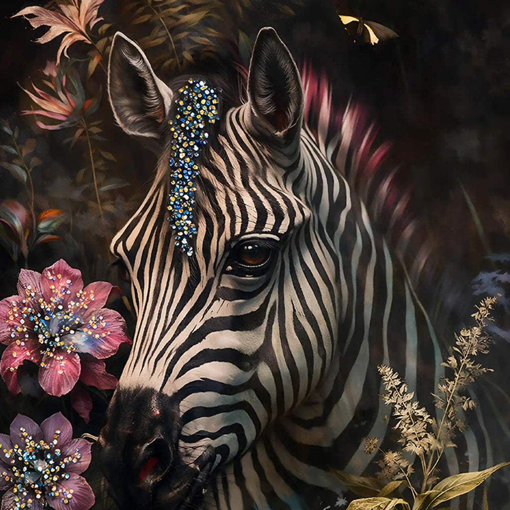 Artistic Zebra Wall Art Floating Frame Crystal Wall Painting