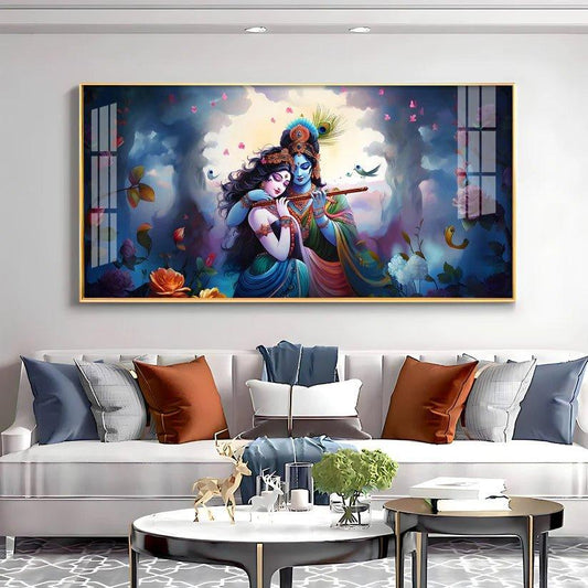 Astounding Love Of Radha Krishna Premium Acrylic Floating Wall Painting - Decor Smart