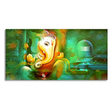 Auspicious Ganesh with Shiva lingam Canvas Wall Painting - Decor Smart