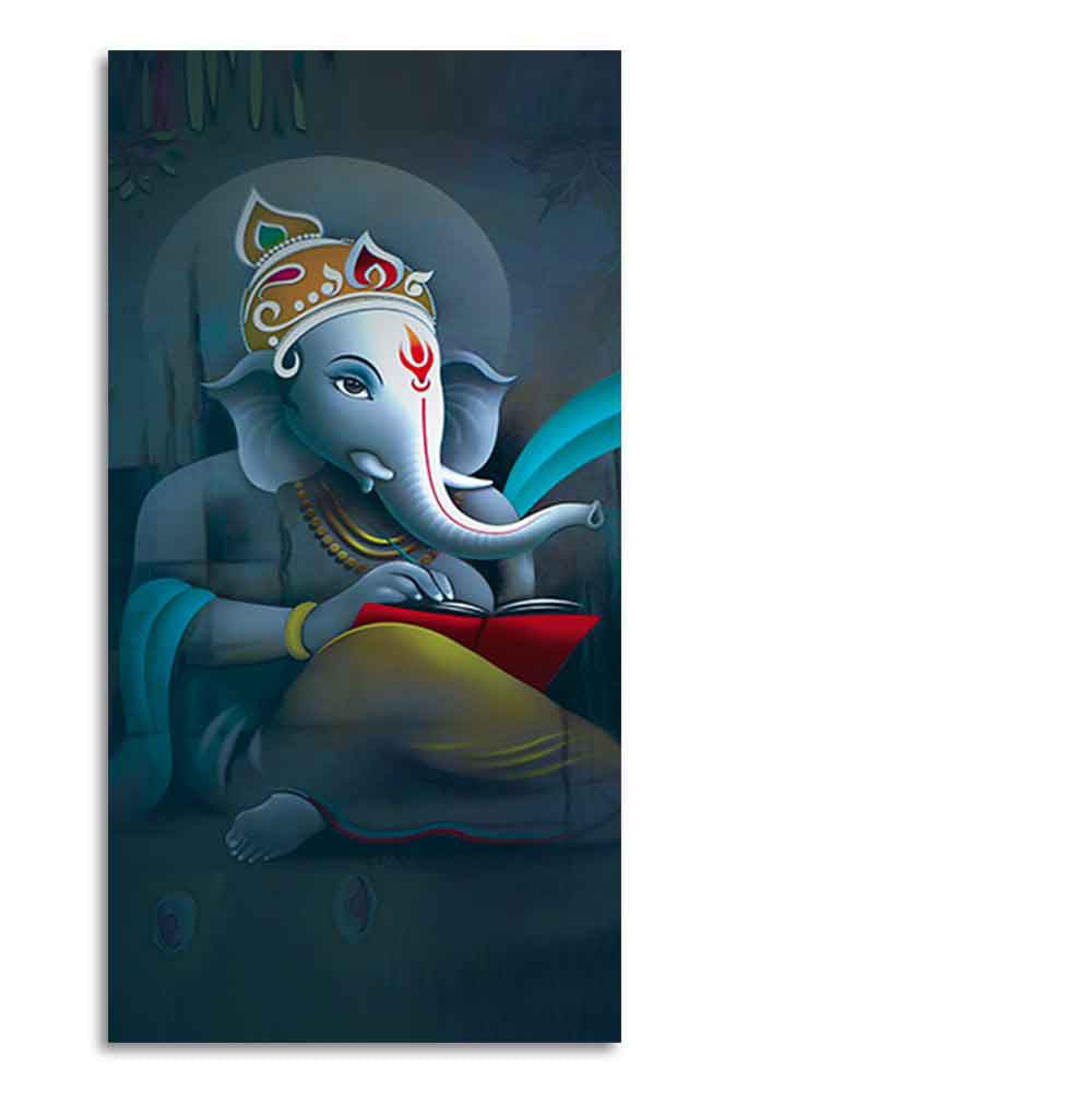 Auspicious God Ganesha Canvas Wall Painting - Decor Smart
