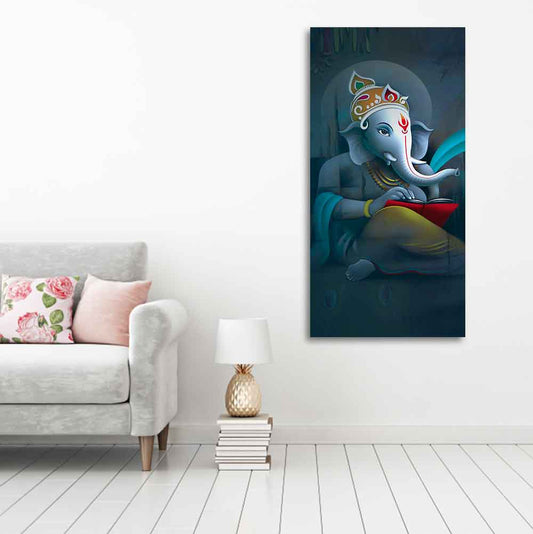 Auspicious God Ganesha Canvas Wall Painting - Decor Smart
