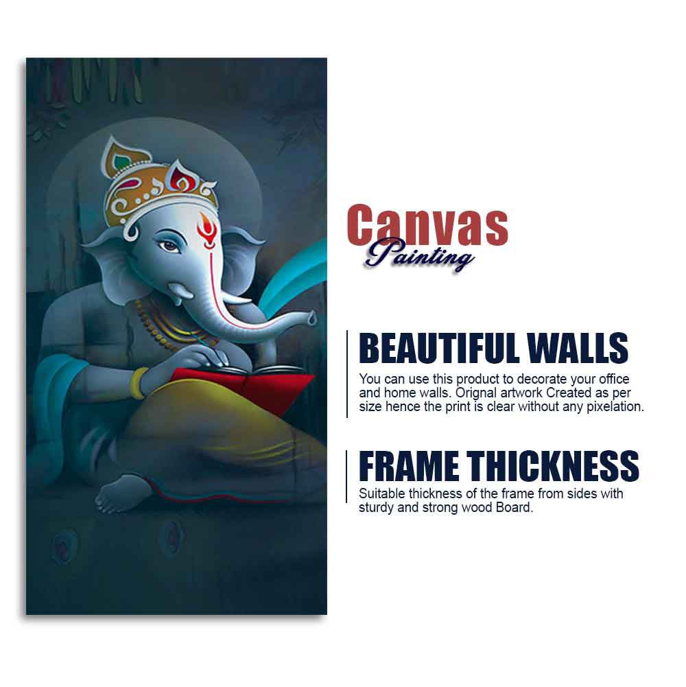Auspicious God Ganesha Canvas Wall Painting - Decor Smart