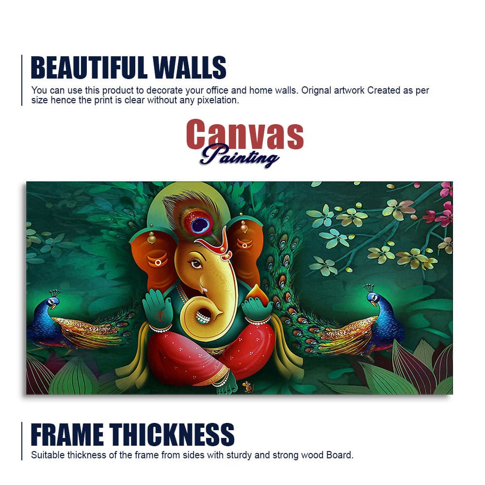 Auspicious Lord Ganesh Premium Canvas Wall Painting - Decor Smart