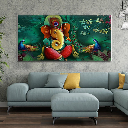 Auspicious Lord Ganesh Premium Canvas Wall Painting - Decor Smart