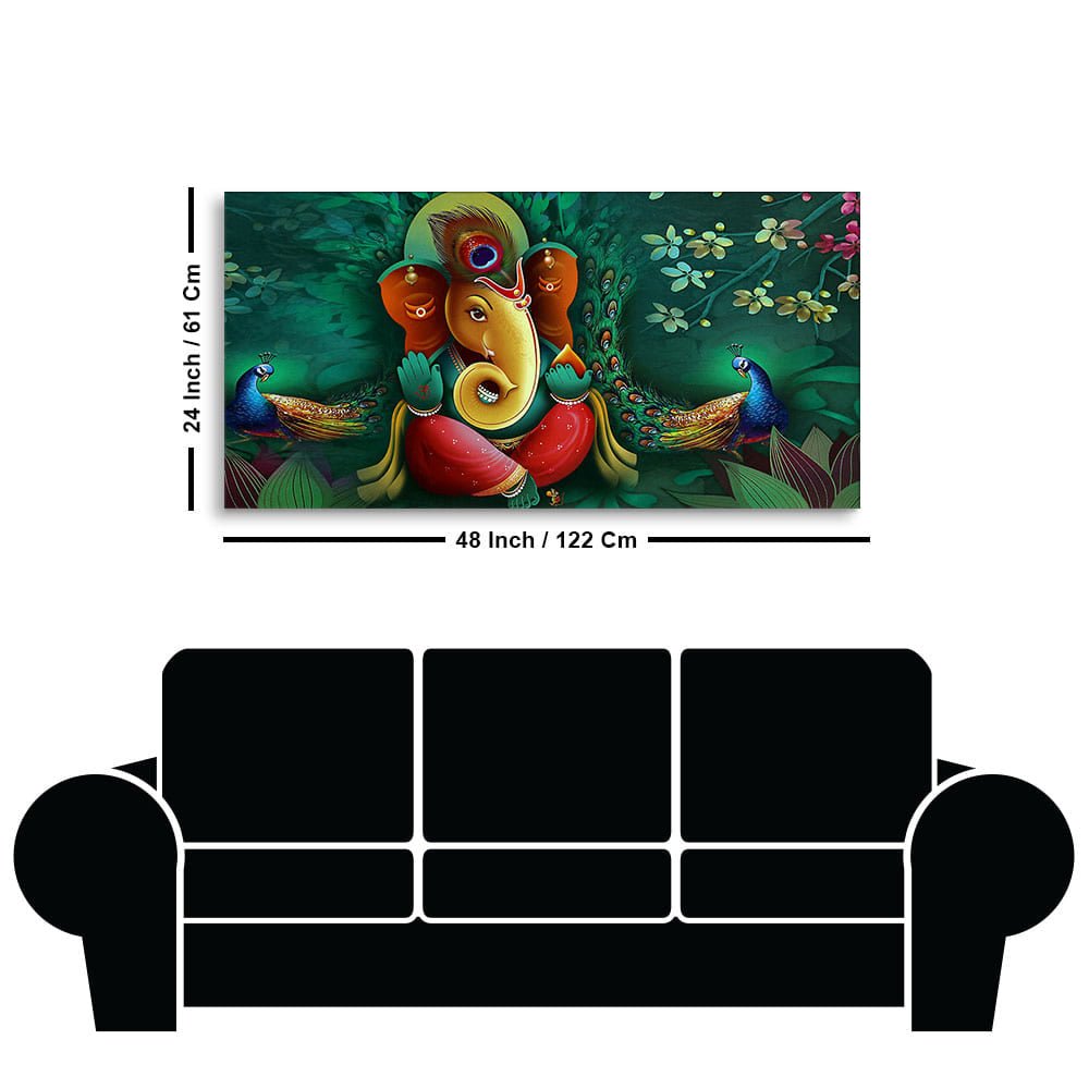 Auspicious Lord Ganesh Premium Canvas Wall Painting - Decor Smart