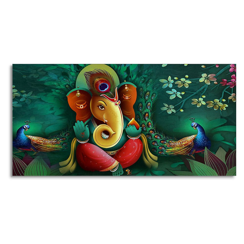 Auspicious Lord Ganesh Premium Canvas Wall Painting - Decor Smart